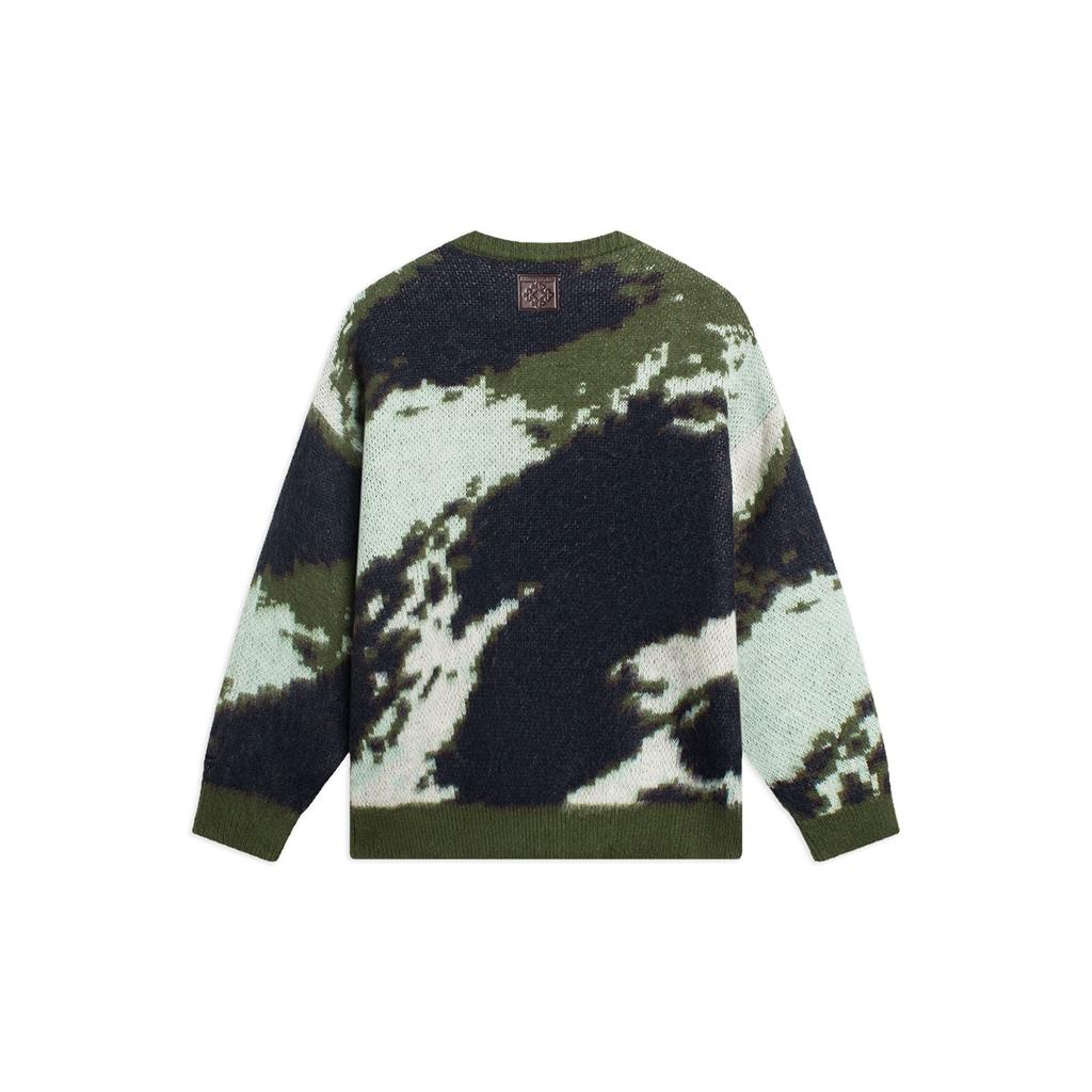 Li-Ning Trace Dream Theme Casual Tie-Dye Crew Neck Long Sleeve Sweater Unisex Tops Sea-Pine-Jacquard AMBS189-6
