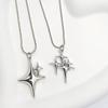 Fashion Four-Pointed Star Necklace Clavicle Chain Smooth Cross Pendant Necklace Wedding Party Jewelry for Women Girls