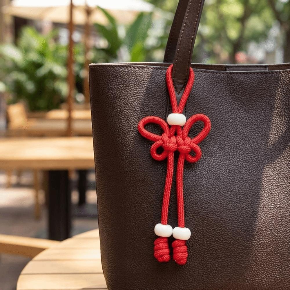 Hand Woven Chinese Knot Keychain Colorful DIY Bag Charm Braided Rope Keychain Handbag Decoration