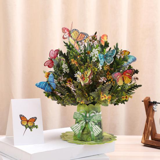 3D Pop-Up Blumenstrauß Grußkarte Sonnenblume Lilie Tulpe Nelke Blumenstrauß Karte für Muttertag Lehrertag Abschluss Jahrestag Geburtstag