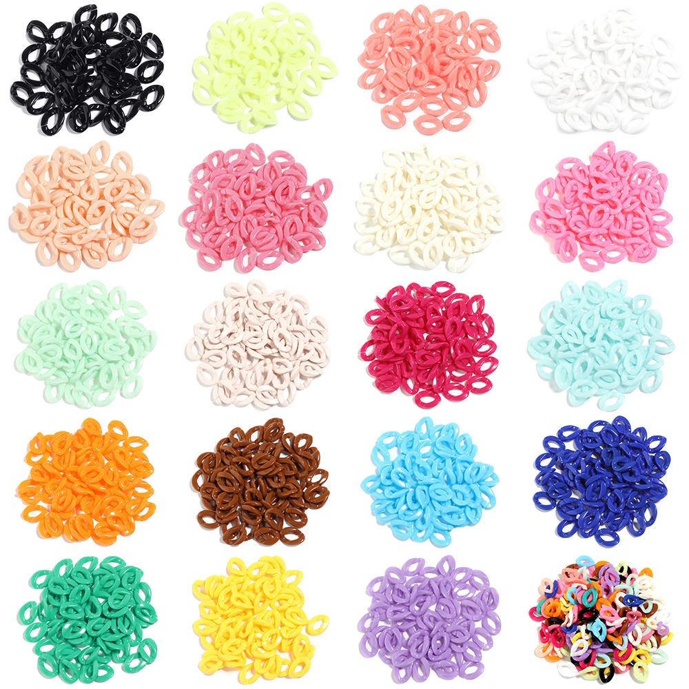 50pcs/Lot Colorful Acrylic Link Chain Buckle Beads For Necklace Bag Chains Connector Clasps DIY Necklace Clothing Jewelry Making
