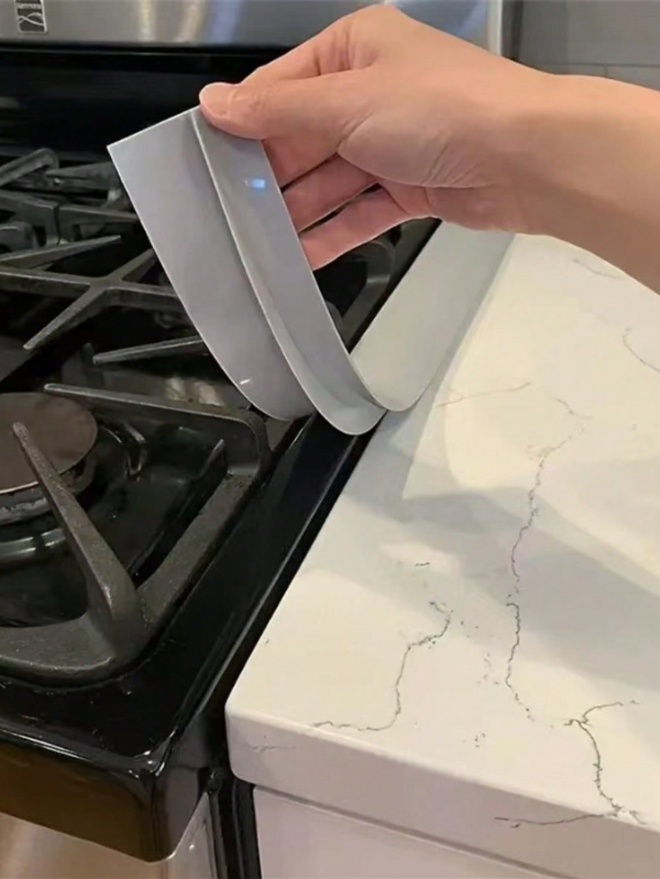 

1 шт. Накладка на стільницю плити Кухонний ущільнювач Органічна Стійка до високих температур Кухонна щілина, Кухонні аксесуари Масло- та брудовідштовхувальна Газова сірий