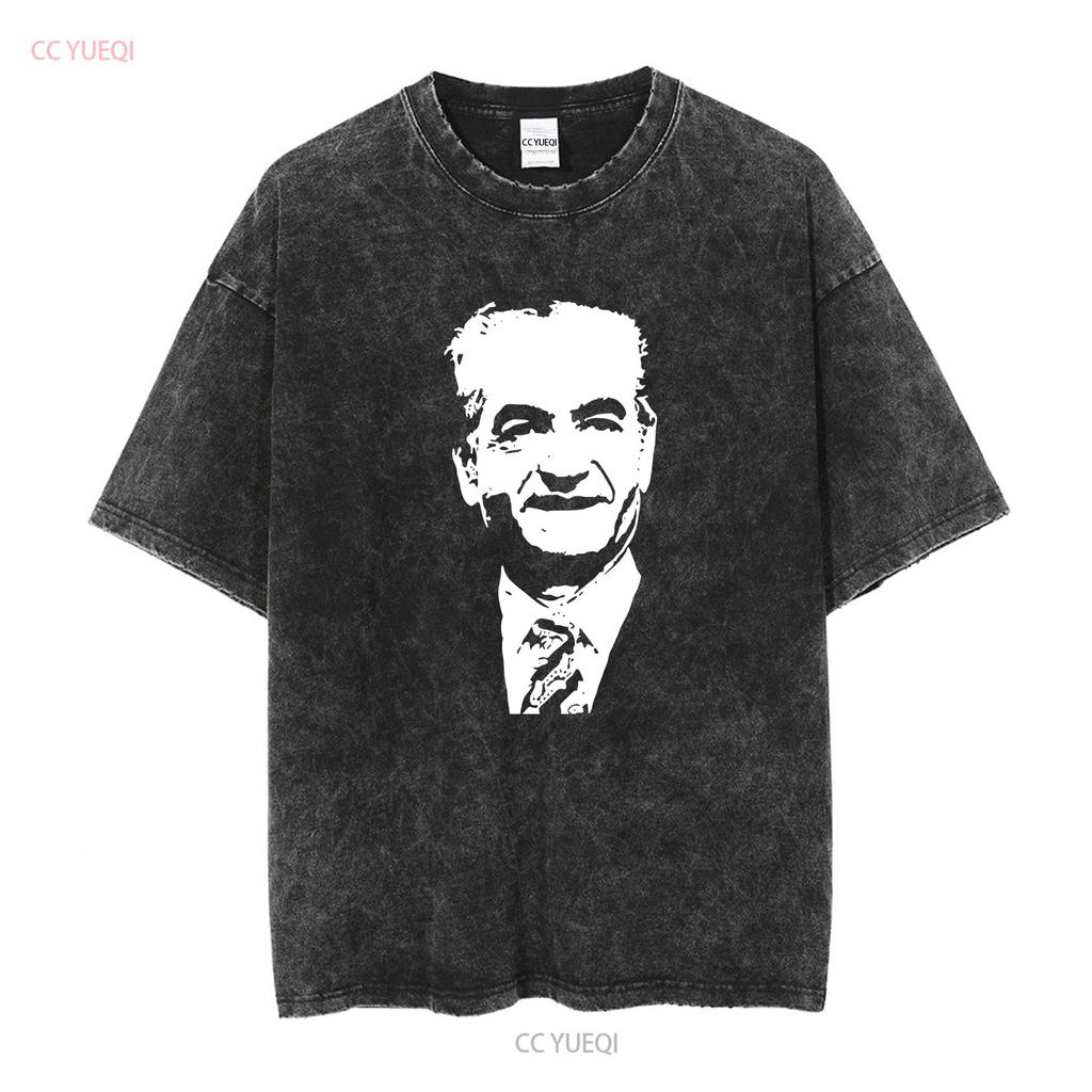 Mohammad Reza Šáh Pahlaví Černobílý Portrét Tričko s dlouhým nebo krátkým rukávem vintage Vyprané Unisex designové oblečení