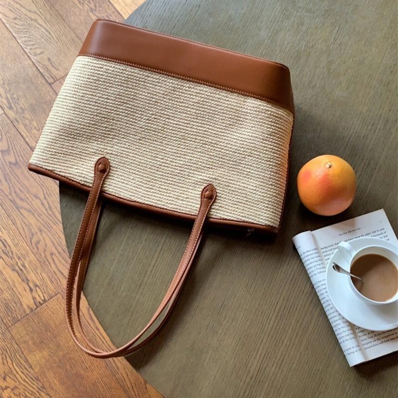 Neues Design Sommer Damen Taschen Große Kapazität Einzelne Schulter Achselhöhle Tragetaschen Modische Vintage Nische Strohgeflecht Taschen für Damen