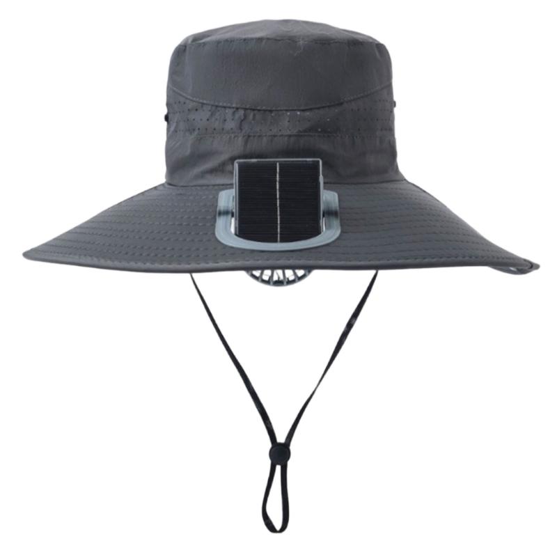 Rechargeable Outdoor Fisherman Hat Built In Fan Solar Charging Lightweight Breathable Sun Protection For Men Women