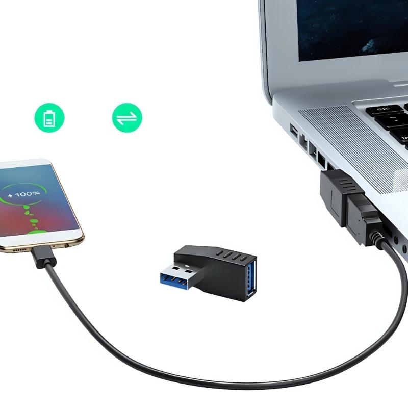 5pcs USB3.0 90 Degree Extension Adapters with Male to Female Connector for Tight Space Installation on Laptops and Vehicles
