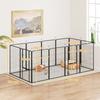 12-Panel Solid Dog Playpen with Doors, for Large Dogs, 100cm Tall, Black