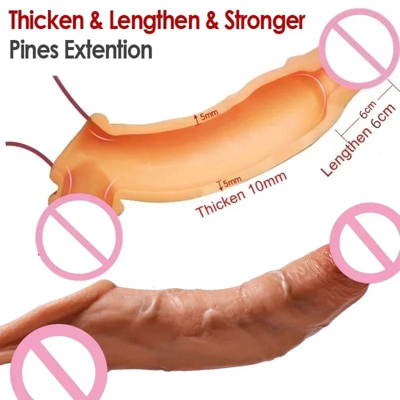 Velkoobchod Soft Realistic Penis Sleeve Extender Big Dick Bold Cock Head Head Zvětšení Muž Muži Muž Zpoždění ejakulace