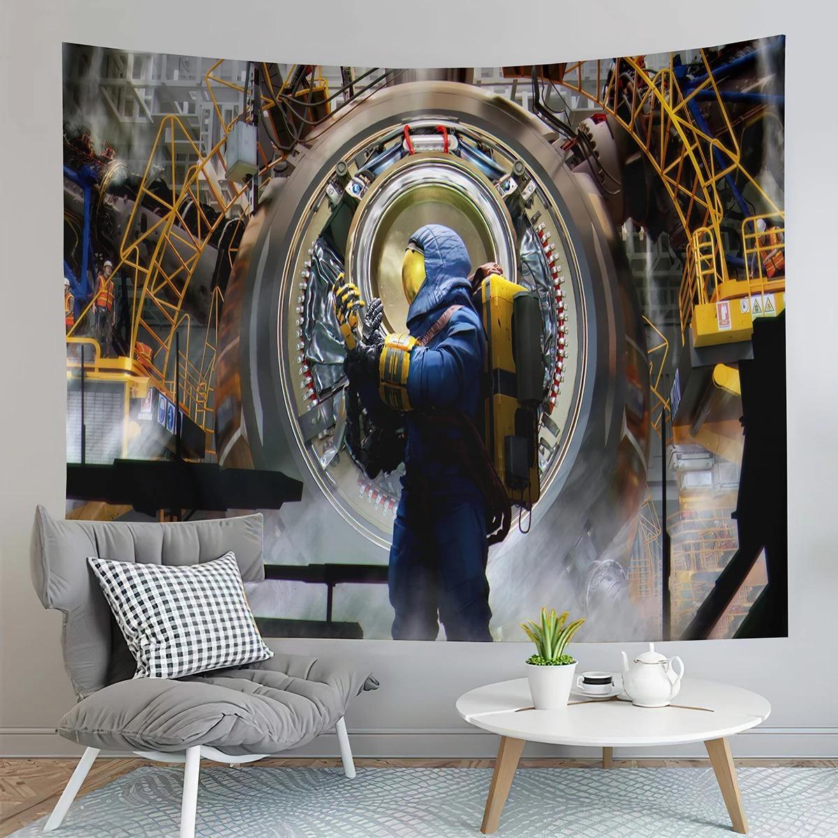 Гостиная Спальня Гобелен Современный Геометрический Красочный Архитектурный Узор Модный — фото 3