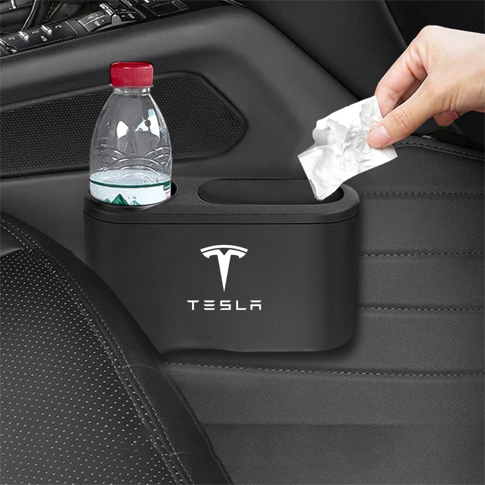 Car Trash Can Side Door Seat Back Hanging Trash Storage Bin For Tesla Model 3 Cybertruck Coil Model S X Model Y Roadster SpaceX