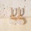 Fashion Imitation Pearls & Baguette Zirconia Hoop Earrings, Dainty Jewelry for Women