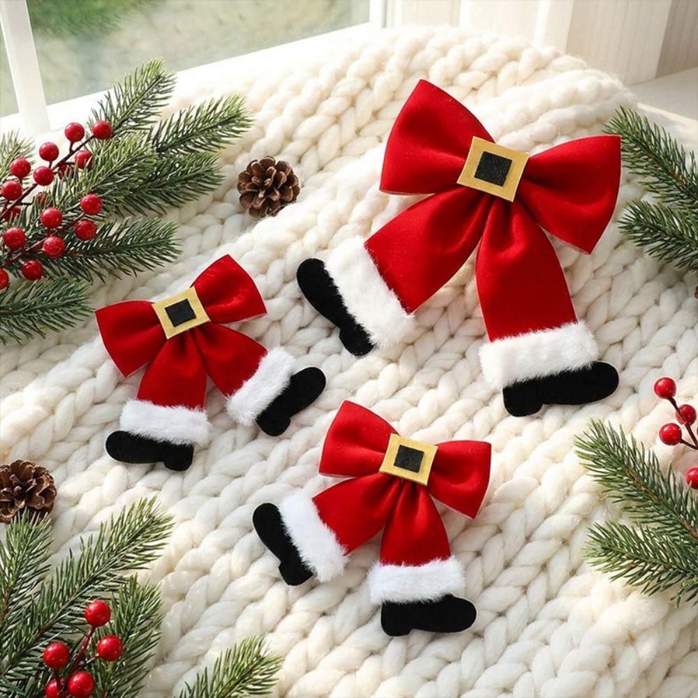 Red Christmas Bowknot Decoration Belt Bowknot Christmas Bow Pendant  Home Decoration