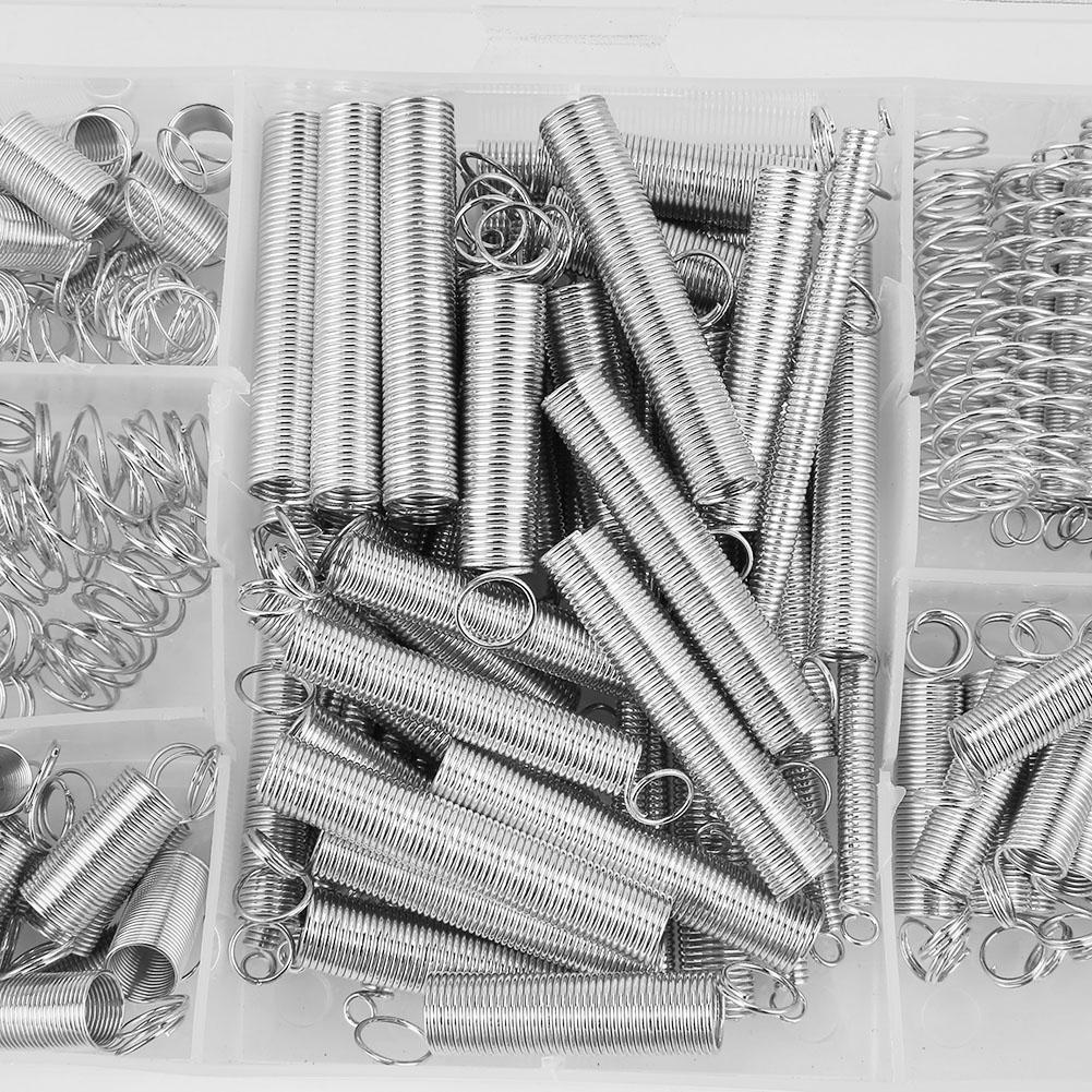 Kit di 200 Pezzi Molle a Compressione ed Estensione in Acciaio al Carbonio, 20 Misure, con Scatola, Assortimento Robusto ed Elastico per Giocattoli, Artigianato, Attrezzi di Serraggio,
