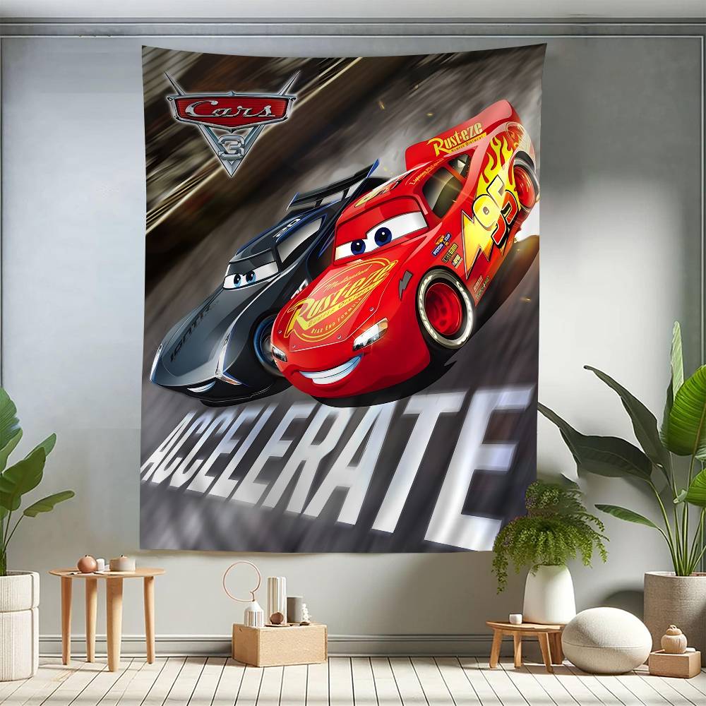 Cars 3 Film Lightning McQueen Colorful Tapestry Wall Hanging Hippie Flower Wall Carpets Dorm Decor Wall Art Decor