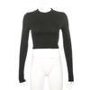 O Neck Solid T Shirt Basic Long Sleeve Women T-shirt Casual Tank Top Slim Female Crop Top Fashion