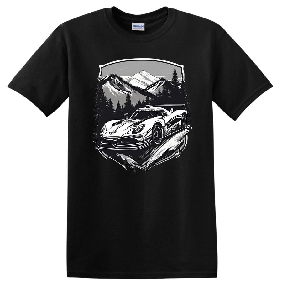 Racing Car Graphic T Shirt Mountain Landscape Vintage Style Tee Design S