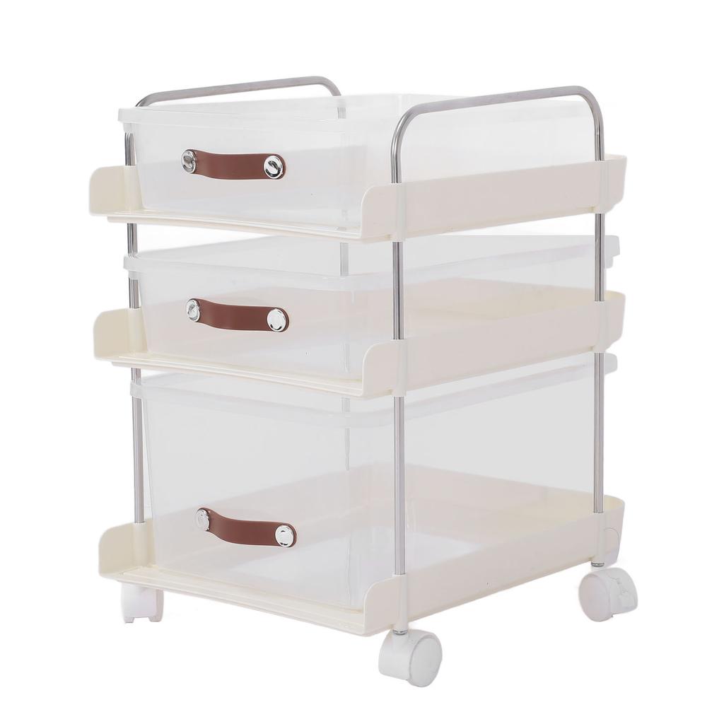 Rolling Utility Cart with Drawers PP Clear Mobile Utility Storage Cart with Lockable Wheels for
