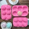 6 Holes Rose Flower Handmade Soap Candle Silicone Mold Heart Shape DIY Cake Chocolate Baking Tools Ice Cube Making Mould