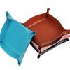 4PCS Creative Office Desk Storage Tray PU Folding Imitation Leather Tray Sundries Key Snack Decorati