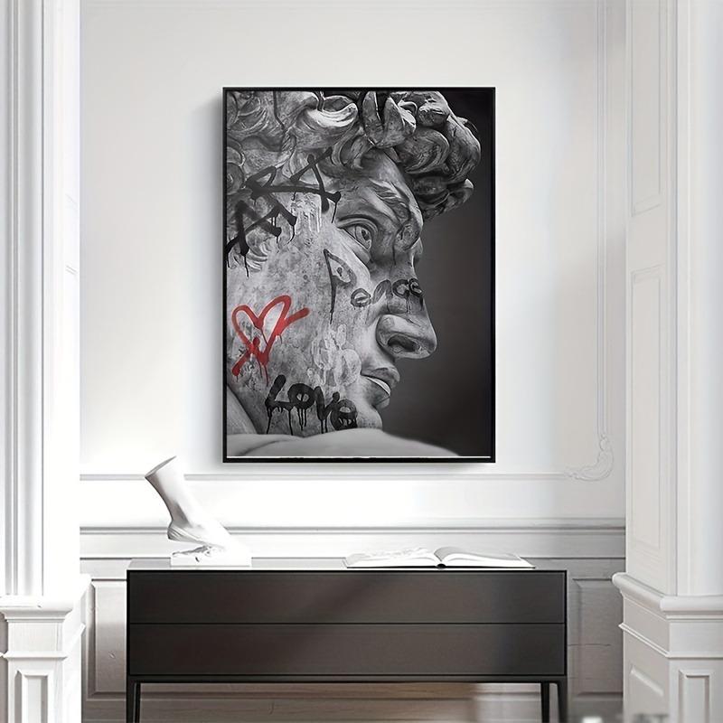 Statue of David Graffiti Art Canvas Painting David Head Sculpture Posters and Prints Street Wall Art Pictures for Room Decor