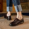 British Style Lace-Up Small Leather Shoes Women'S Versatile Platform Loafers College Retro Round Head Thick Heel Single Shoes