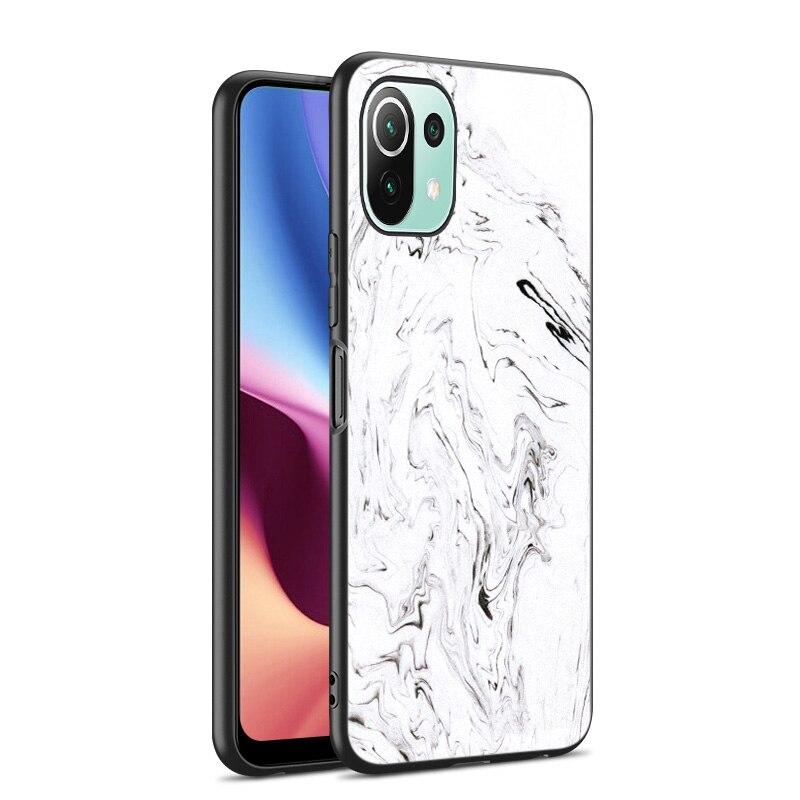 Black and White Marble Case For Xiaomi Mi 11 Lite NE 11i 10T 11T Pro A2 A3 Lite POCO F3 M3 M4 C31 X3 Pro NFC GT Black Soft Cover