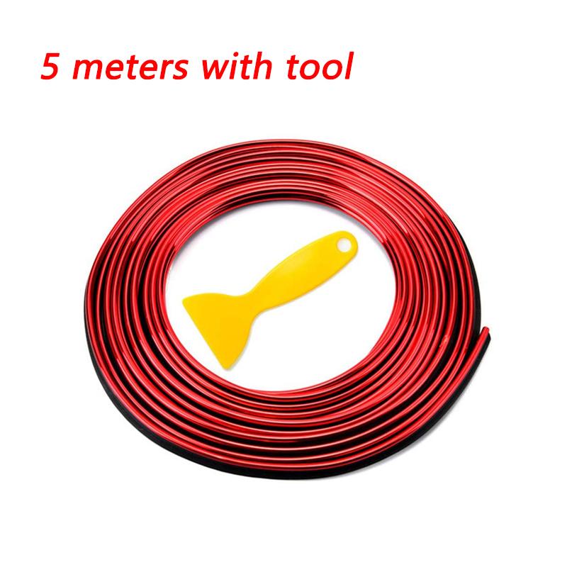 5M Universal DIY Car Interior Decoration Moulding Trim Strips Car Dashboard Door Edge Decoration Strip With Scraper