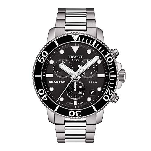 Tissot Seastar 1000 Chronograph Watch with Bracelet, T1204171105100, Men's, Black Dial