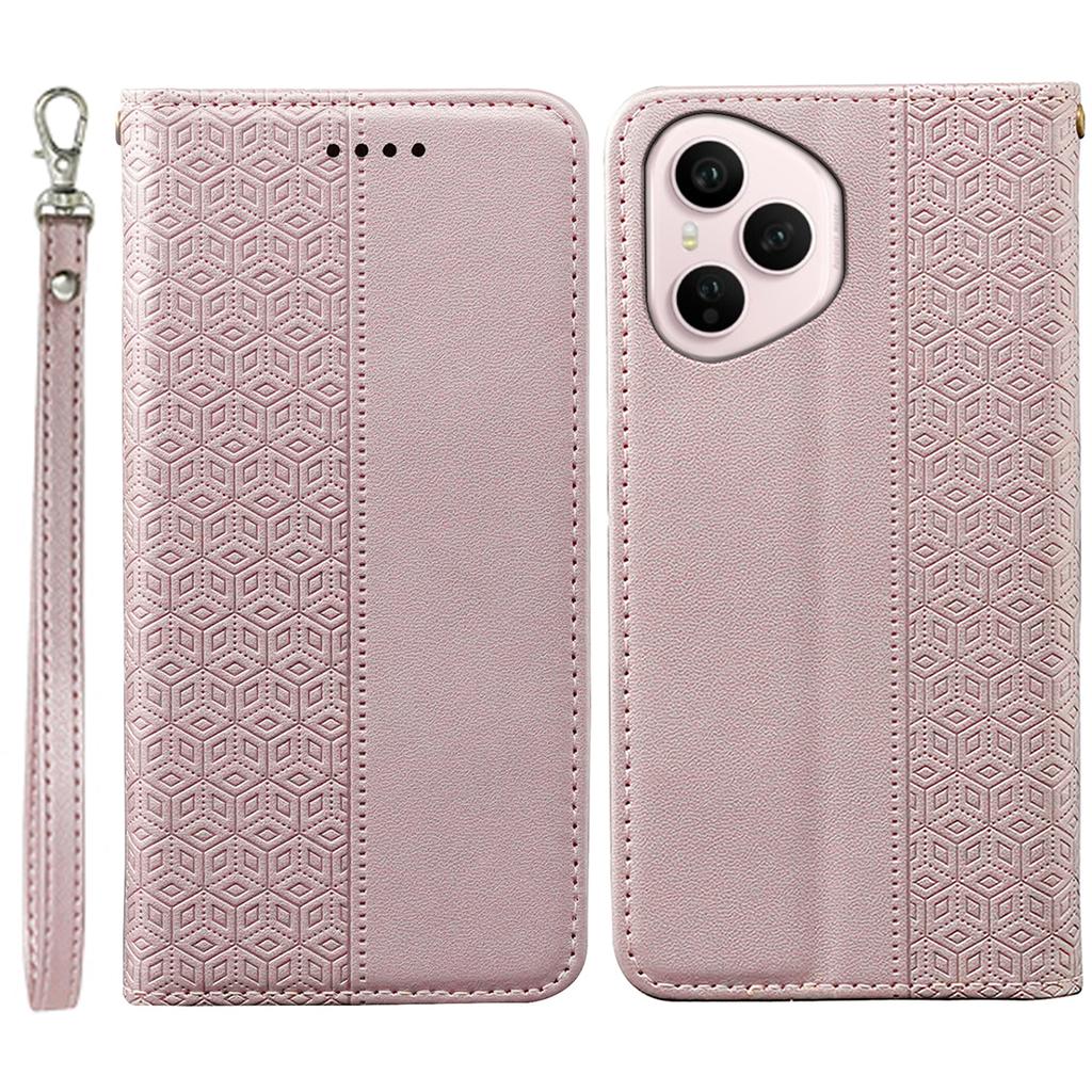 For Honor 400 Pro 5G (Global) Wallet Phone Case Strong Magnetic Checkered Pattern Imprint Leather Flip Cover