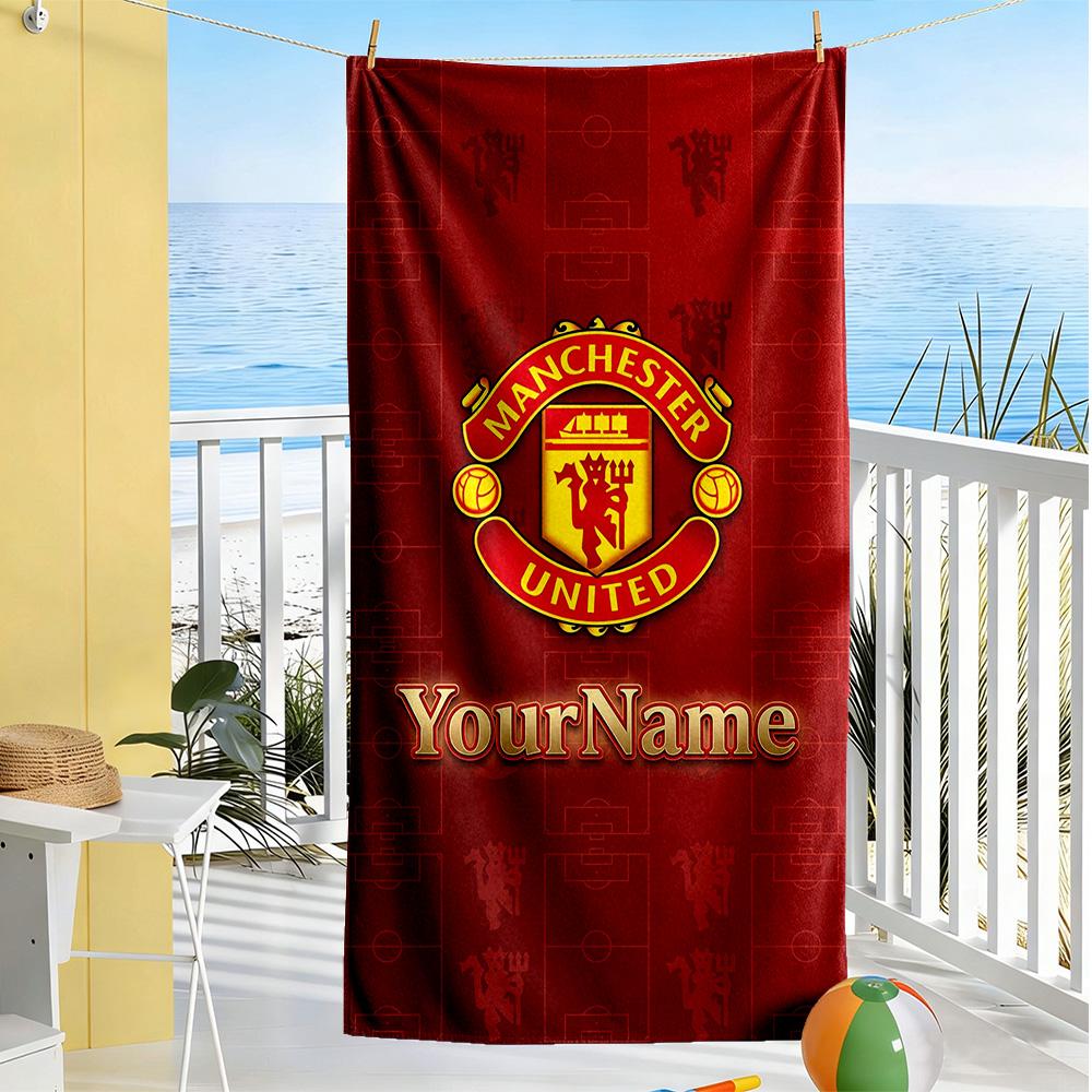 Manchester Personalized Text Beach Towel High Absorbency & Quick-Dry Perfect for Traveling Yoga Camping and Swimming