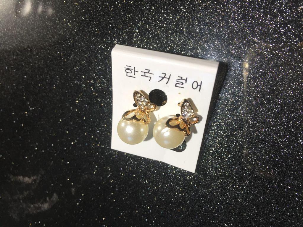 Korean Butterfly & Bowknot Cat's Eye Earrings with Pearl Studs