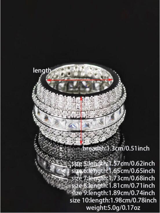 Daixi Women's Square Zircon Sparkling Ring - European & American Style