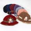 Flower Bucket Hat for Adult Outdoor Sports Wide Brim Autumn Knit Fisherman Hat
