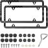 2 PCS American Flag License Plate Frames, Aluminum Patriotic USA Car Tag Holder Cover with Screws Caps, Rustproof Stars Stripes US Flag License Plate