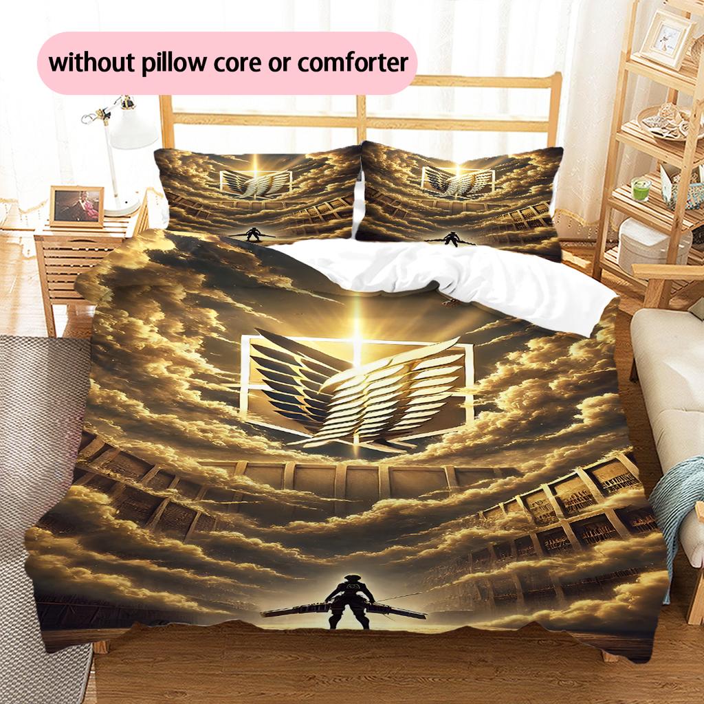 Set Copripiumino Trapuntato con Motivo Anime Federe Decorazione Casa Regalo di Compleanno (1 * copripiumino + 2 * federa, senza nucleo)