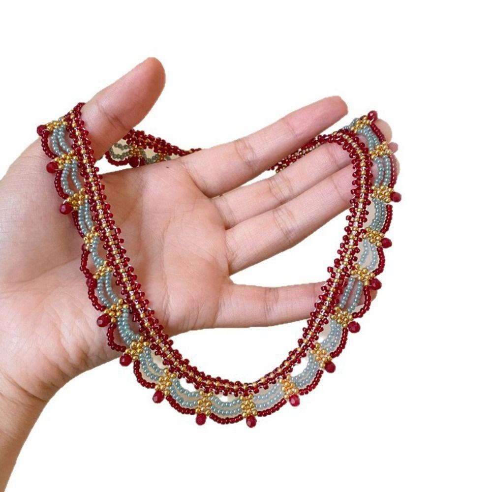 Hanfu Accessories Beads Necklace Ethnic Style Chinese Style Choker Horse Face Skirt Necklace  Girls
