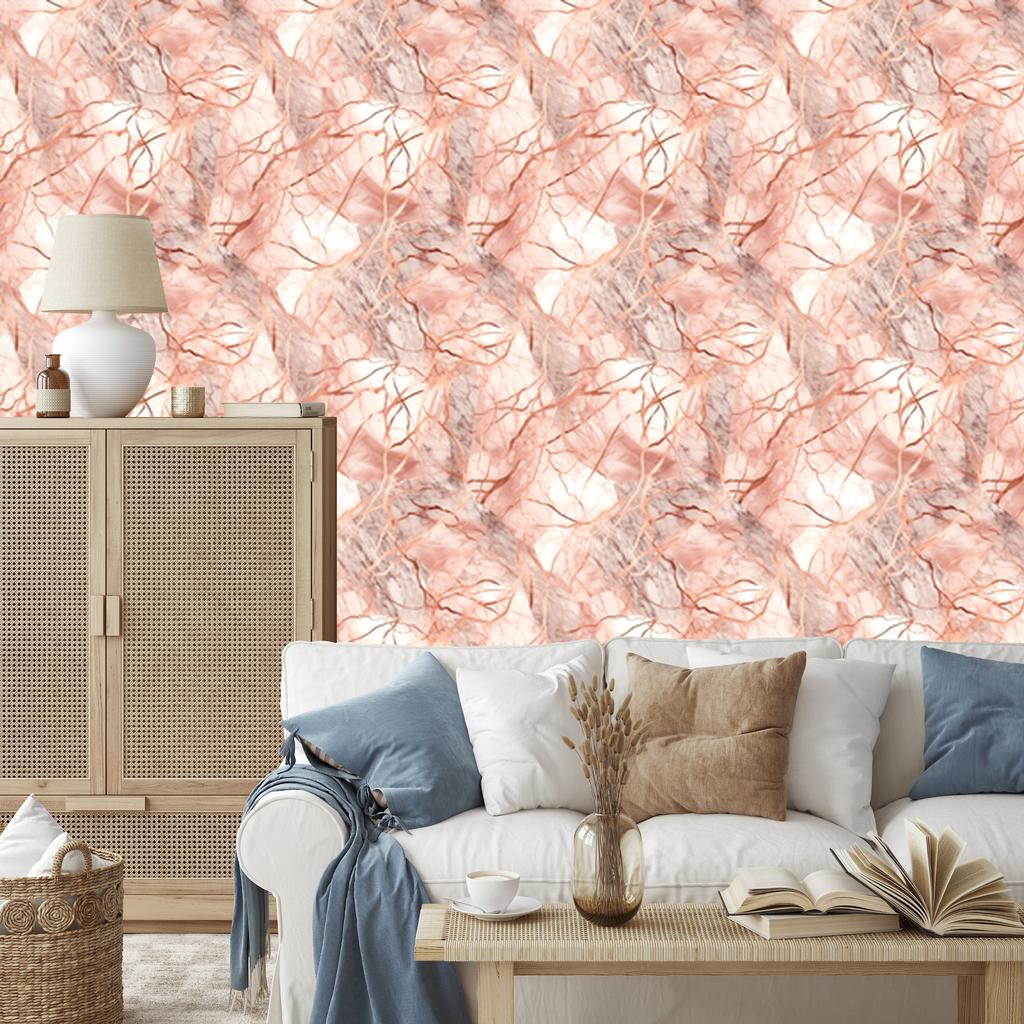 Cream and Peach Marble Wallpaper for Living Room and Bedroom 50x1000
