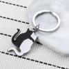 New Stainless Steel Black White Cat Pendant Keychain Necklace Trendy Versatile Punk Anime Animal Couple Jewelry Gift