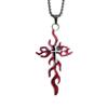 New Hip-hop Personality Red Drip Glazed Flame Sliver Color Relief Cross Pendant Necklace for Men Women Gothic Halloween Jewelry