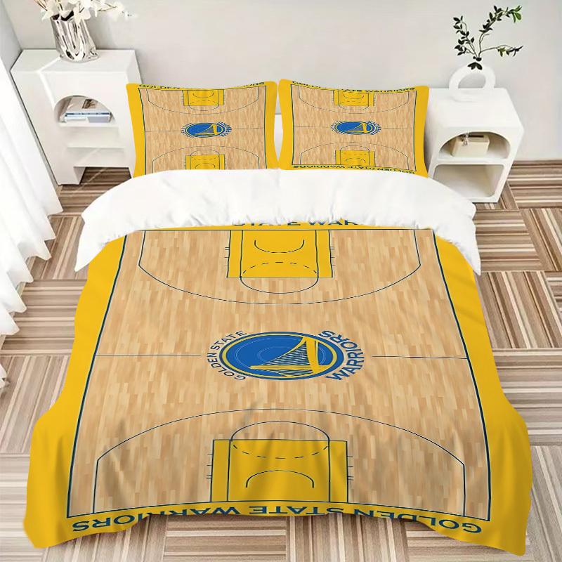 3dílná sada povlečení Golden State Warriors Basketball Obsahuje 1 přikrývku + 2 povlaky na polštář, Bez výplní do polštářů, Měkké Pohodlné,a0910236