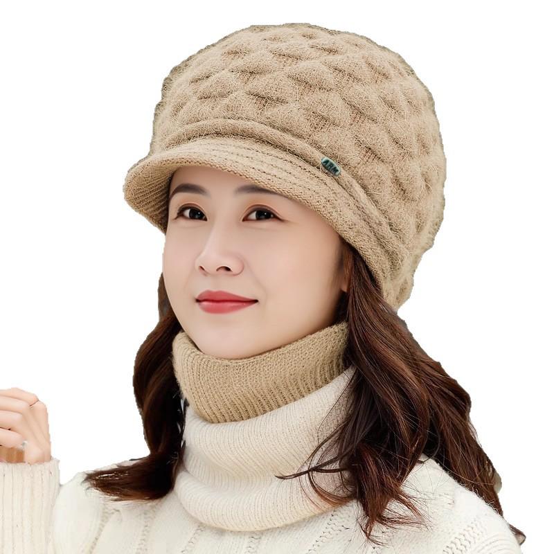 Grenzüberschreitende Entenschnabel-Baskenmütze: Herbst/Winter Dicke Warme Strickmütze mit Ohrenschutz für Mittelalte & Ältere