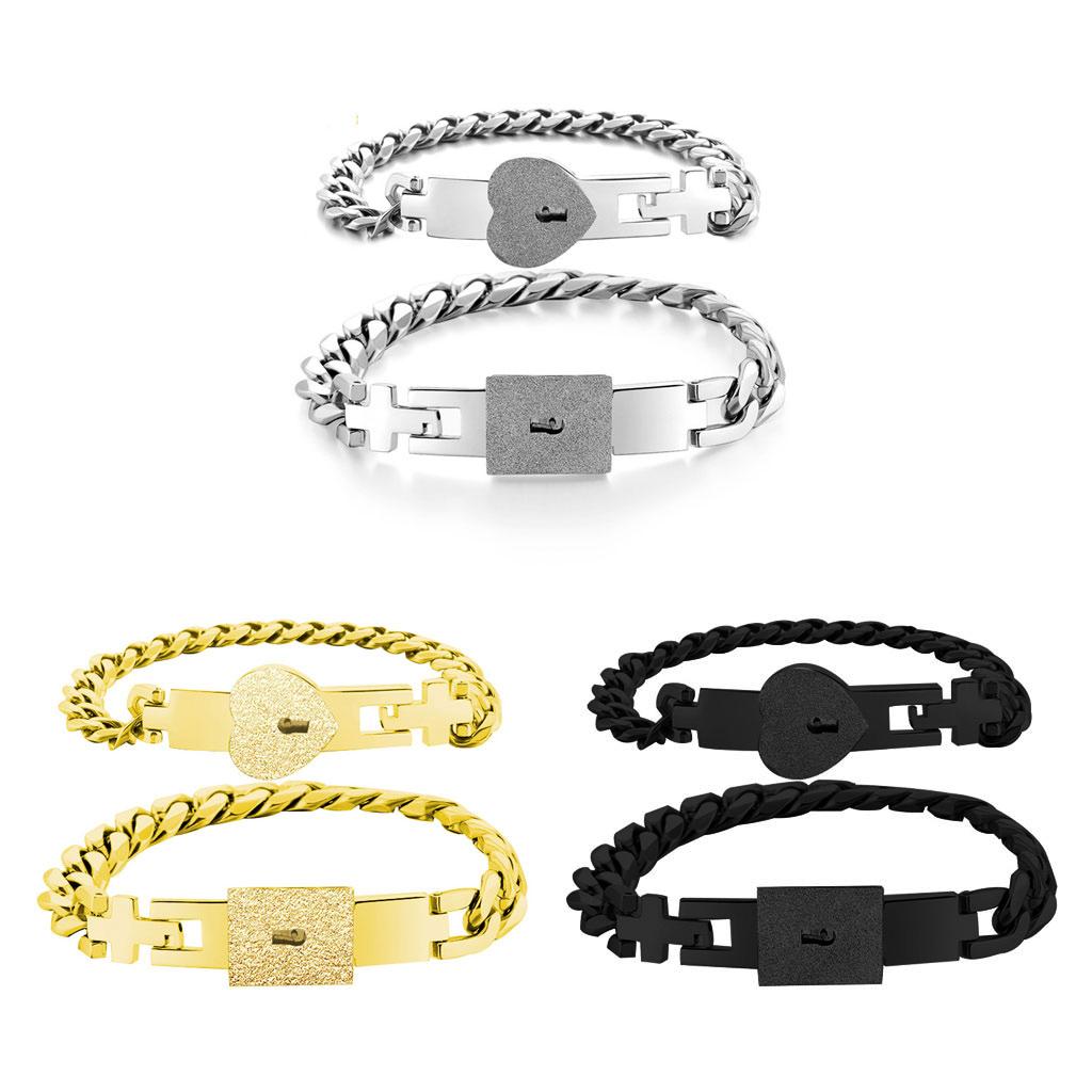 Edelstahl-Schloss für Schlüssel-Armbänder 2x Passende Armbänder Geschenk für Cou