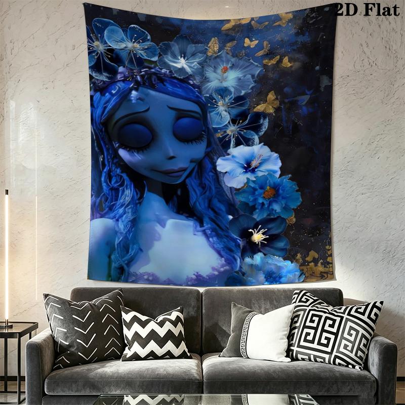 Corpse Bride anime Wall Tapestry Aesthetic Wall Hanging Printed Fabric Blanket Decorative Tapestries for Bedroom Living Room Home Decor