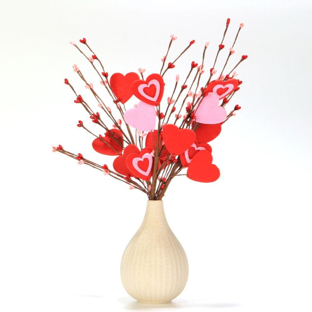 3pcs Festival Artificial Heart Berry Branches Romantic Artificial Flower  Party Favor