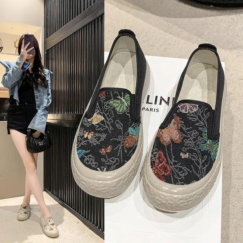 Women's Spring & Autumn Korean Style Low-Top Casual Sports Shoes - Breathable Old Beijing Cloth