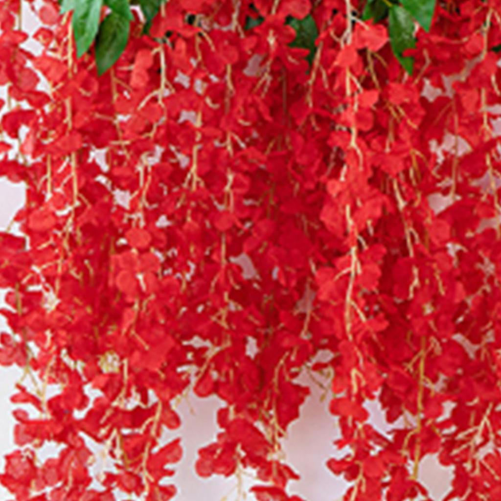 Simulated 6 Leaves Wisteria Decoration Silk Flower Artificial Faux Indoor Vine Wisteria Ornament