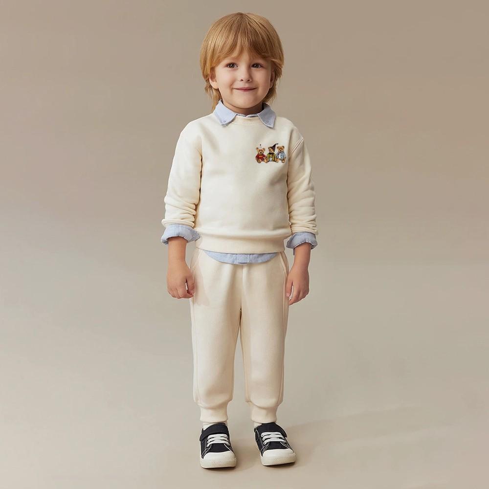 Süßes Babykleidungsset für Kinder Frühling Herbst Verdickt Rundhals Oberteil + Hose Lässige Kleidung für Kleinkinder