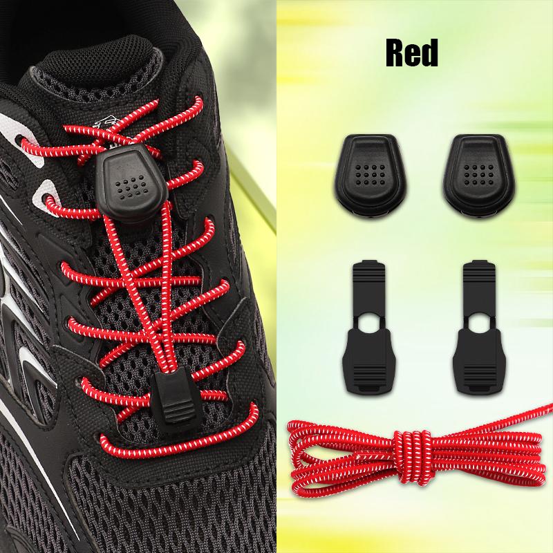 1Pair Press Lock Buckle Lazy Shoe Laces Elastic Round Shoelaces with For Kids Adults Suitable for A Variety of Shoes