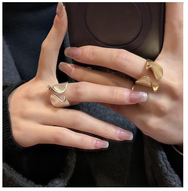 Korean Style S925 Sterling Silver Frosted Pleated Matte Ring