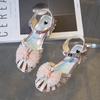 Girl's High Heel Shoes Sweet Children Princess Summer Sandals Fashion Rhinestone Crown Kid Causal Wedding Party Sandals Cut-outs
